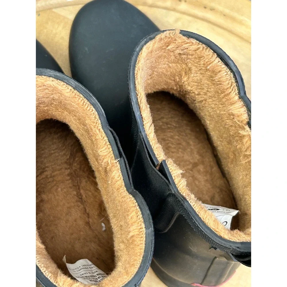 Chooka Rain Boot‎ Women 7 Black Delridge Chelsea Waterproof Faux Fur Lined Matte
